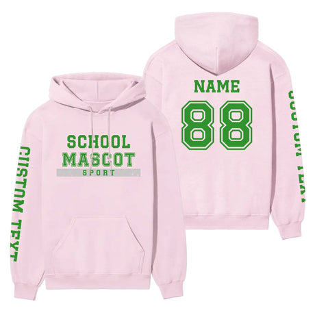 Custom School Spirit on a Hoodie With Mascot & Sport Name With Bold Varsity Design on a Hoodie