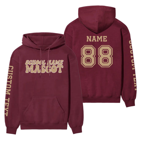 Custom School Spirit on a Hoodie With School and Mascot Name With Retro Design on a Hoodie