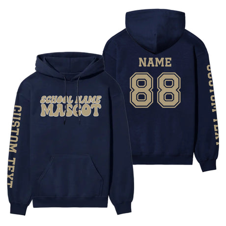 Custom School Spirit on a Hoodie With School and Mascot Name With Retro Design on a Hoodie