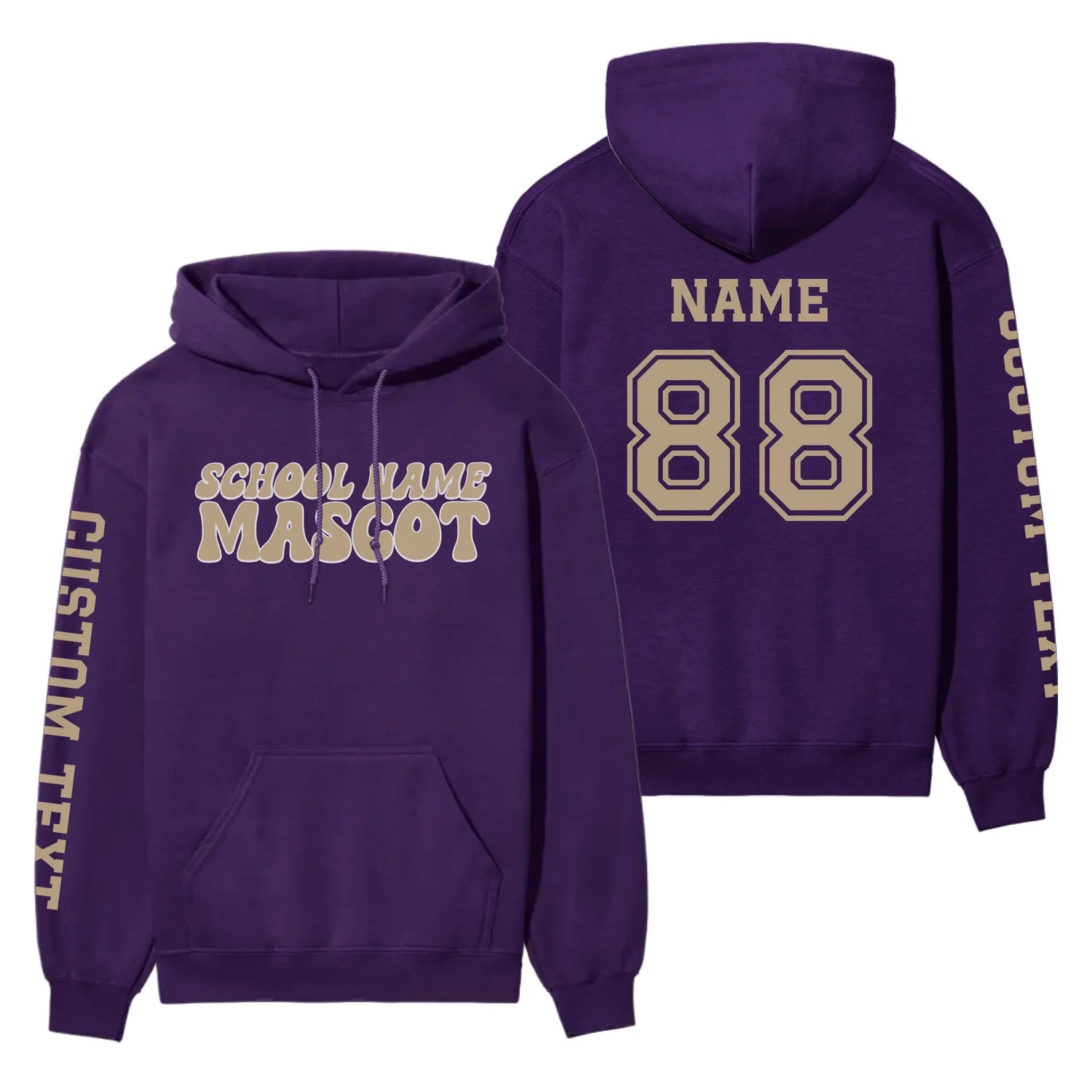 Custom School Spirit on a Hoodie With School and Mascot Name With Retro Design on a Hoodie