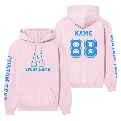 Custom School Spirit on a Hoodie With Initial & Sport With Classic Letter Block Design on a Hoodie