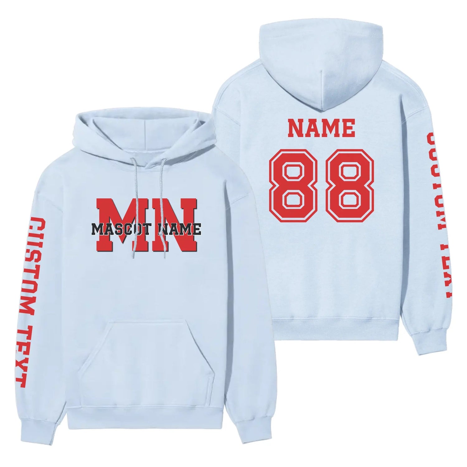 Custom School Mascot on a Hoodie With Initials and Mascot Name on a Hoodie