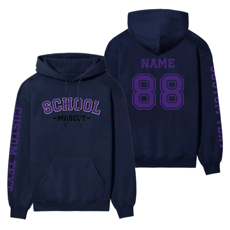 Custom School Spirit on a Hoodie With School and Mascot Name With Classic Arch Design on a Hoodie