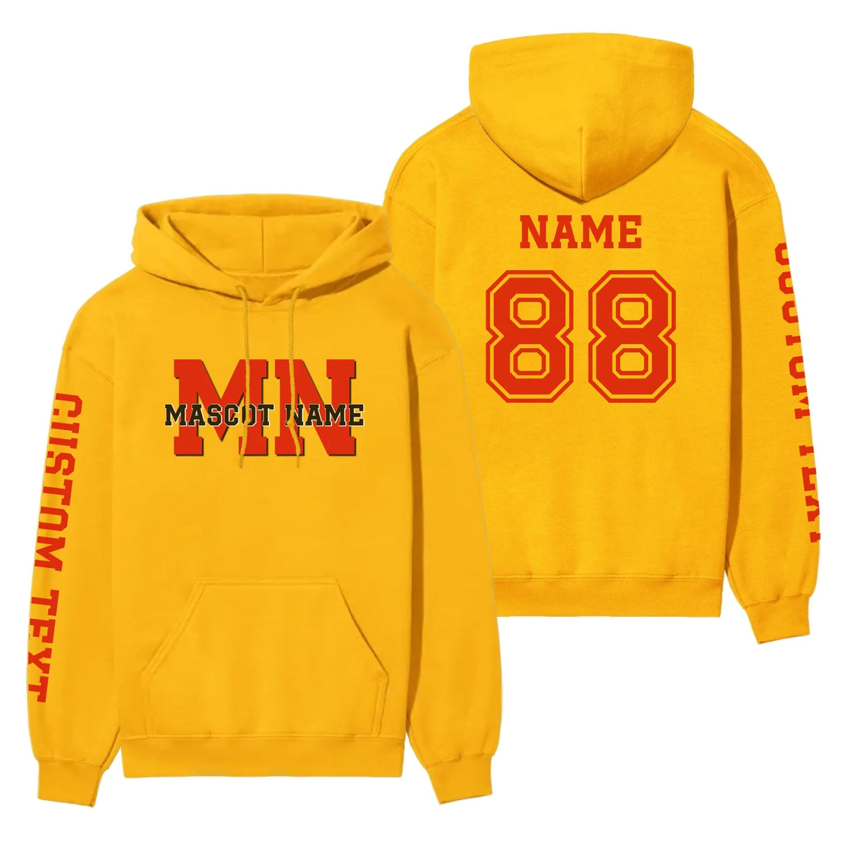 Custom School Mascot on a Hoodie With Initials and Mascot Name on a Hoodie