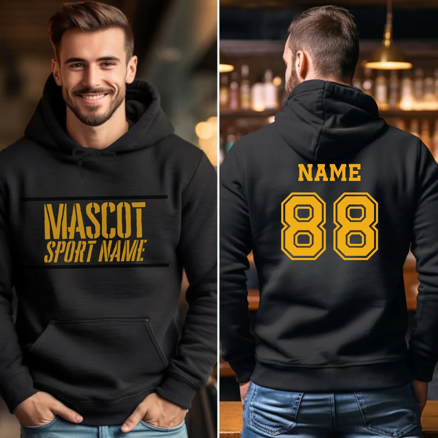 Custom School Spirit on a Hoodie With Mascot and Sport With Stencil Design on a Hoodie
