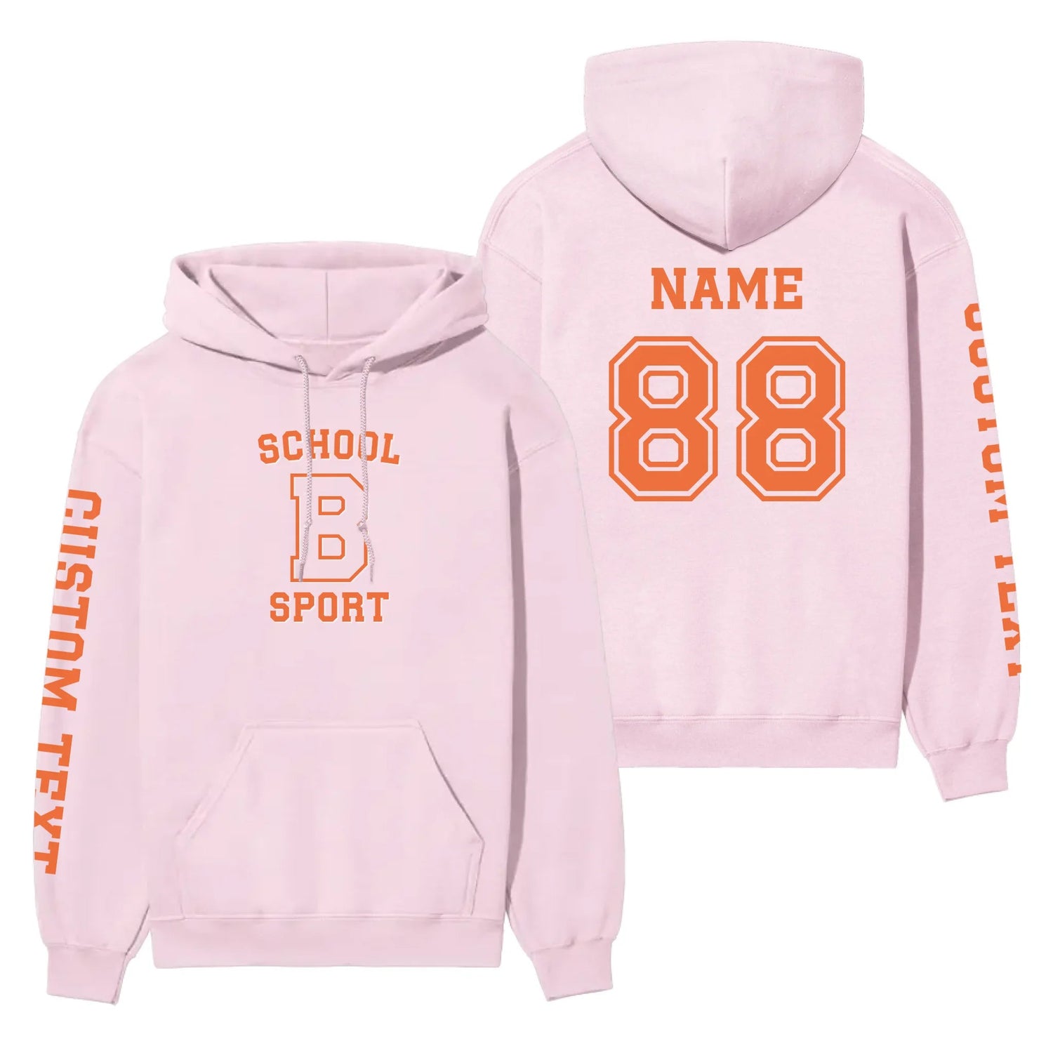 Custom School Spirit on a Hoodie With School, Initial & Sport Name With Collegiate Letter Design on a Hoodie