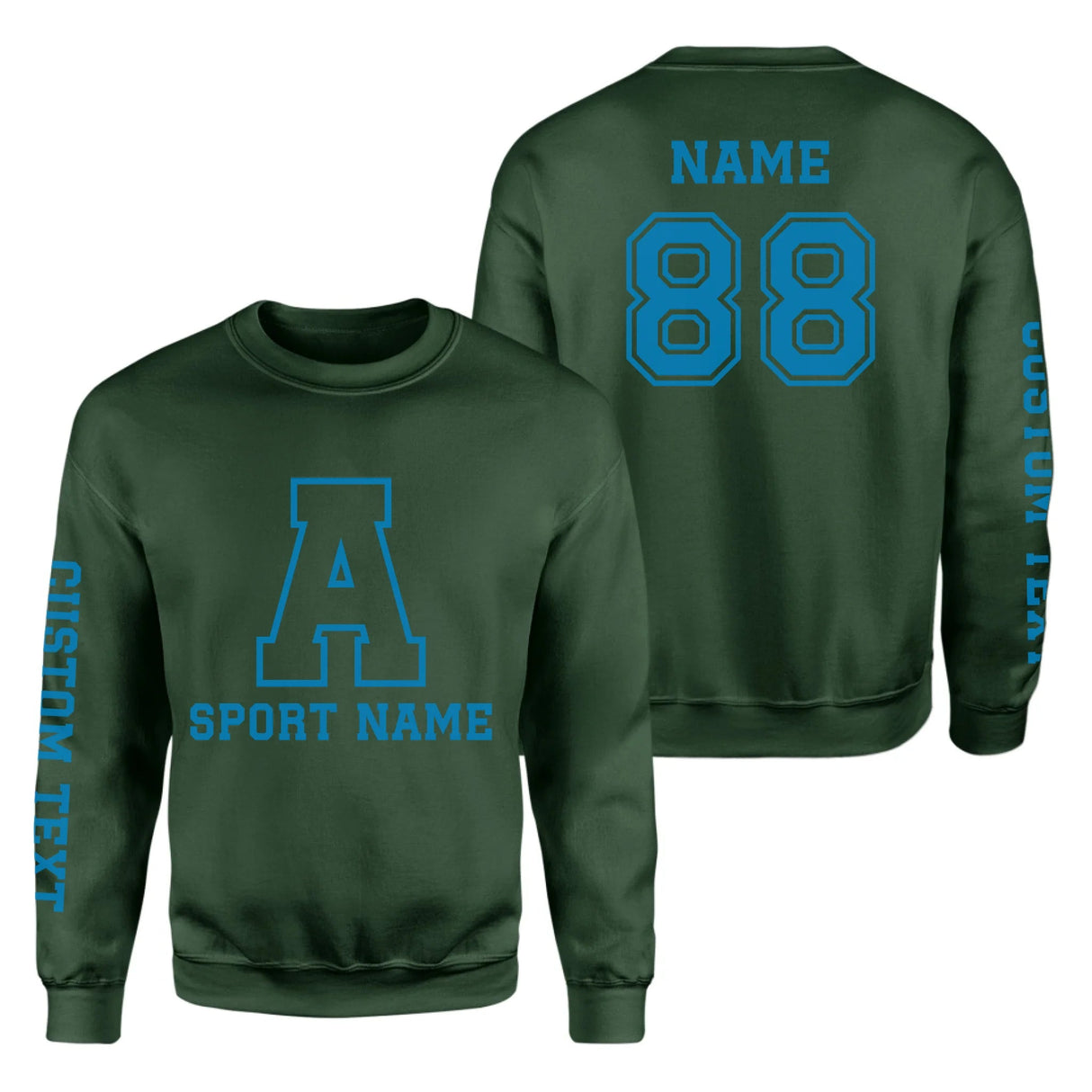 Custom School Spirit on a Sweatshirt With Initial & Sport With Classic Letter Block Design on a Sweatshirt