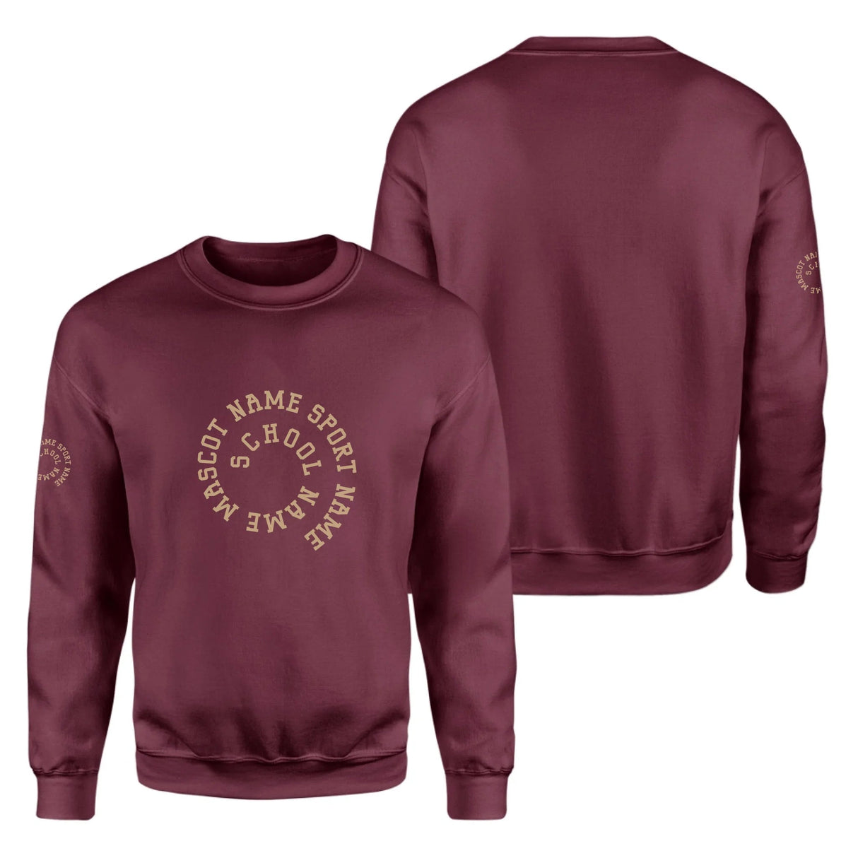 Custom School Spirit on a Sweatshirt With Spiral Text Design on a Sweatshirt