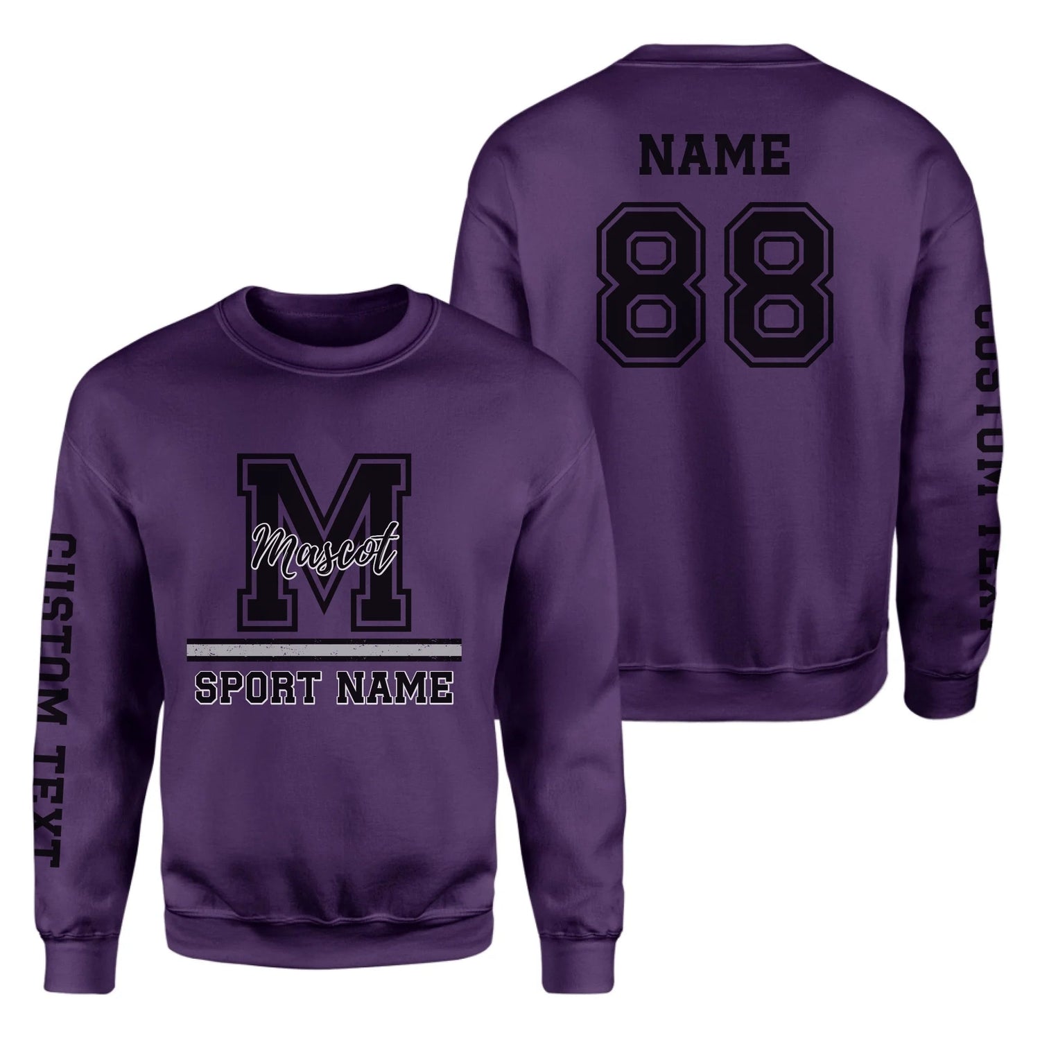 Custom School Mascot on a Sweatshirt With Large Initial, Mascot & Sport Name on a Sweatshirt
