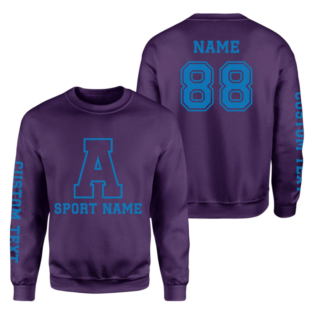 Custom School Spirit on a Sweatshirt With Initial & Sport With Classic Letter Block Design on a Sweatshirt