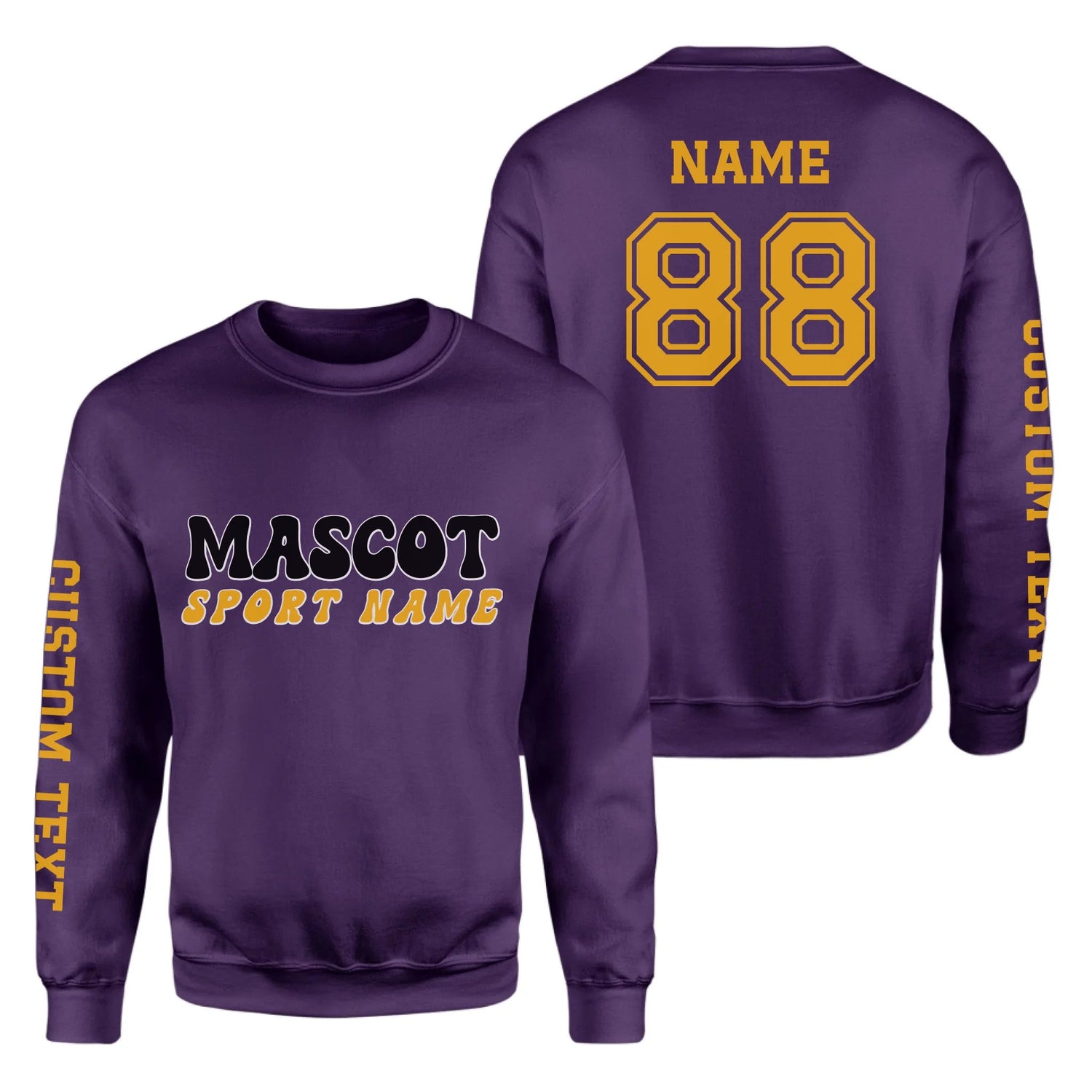 Custom School Spirit on a Sweatshirt With Mascot and Sport With Retro Design on a Sweatshirt