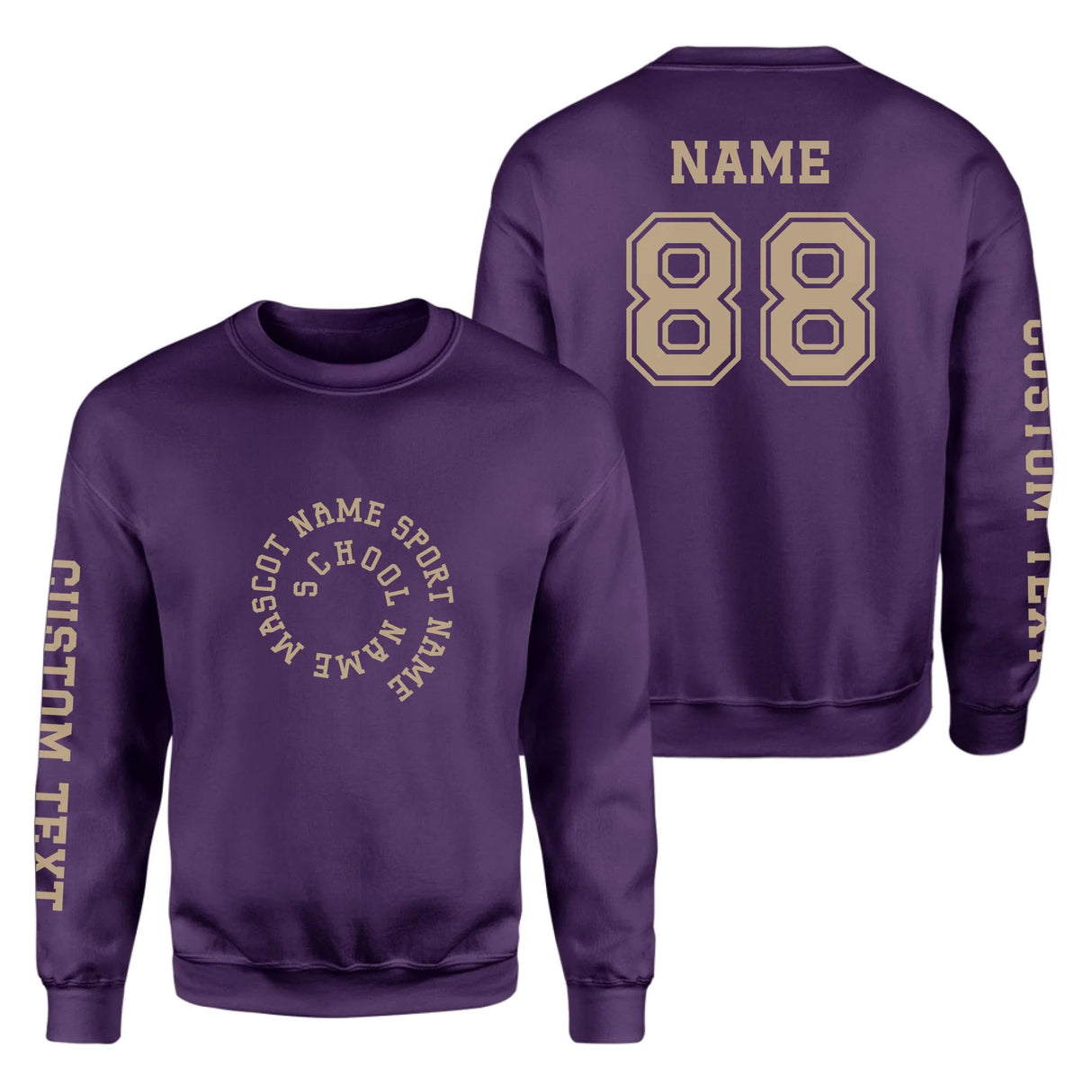 Custom School Spirit on a Sweatshirt With Spiral Text Design on a Sweatshirt