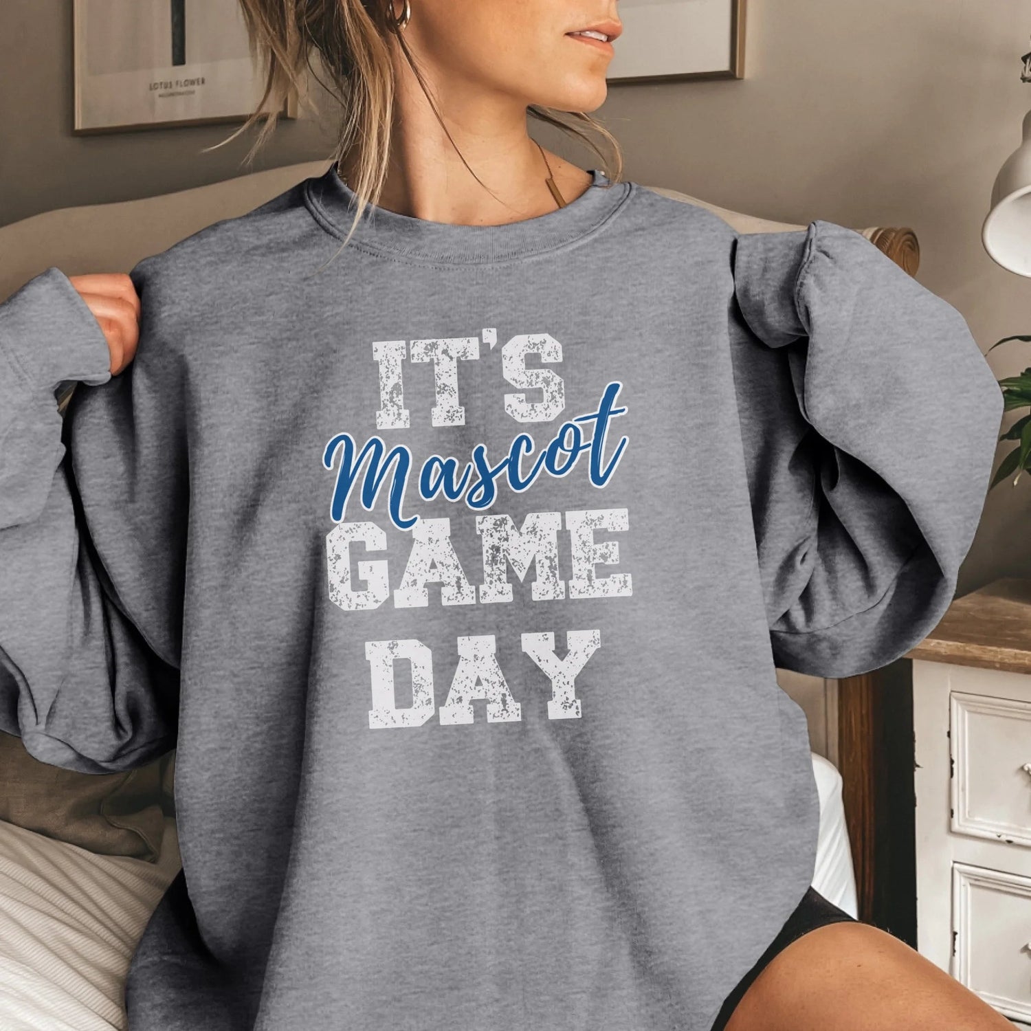 Custom It's Game Day on a Sweatshirt With Mascot on a Sweatshirt