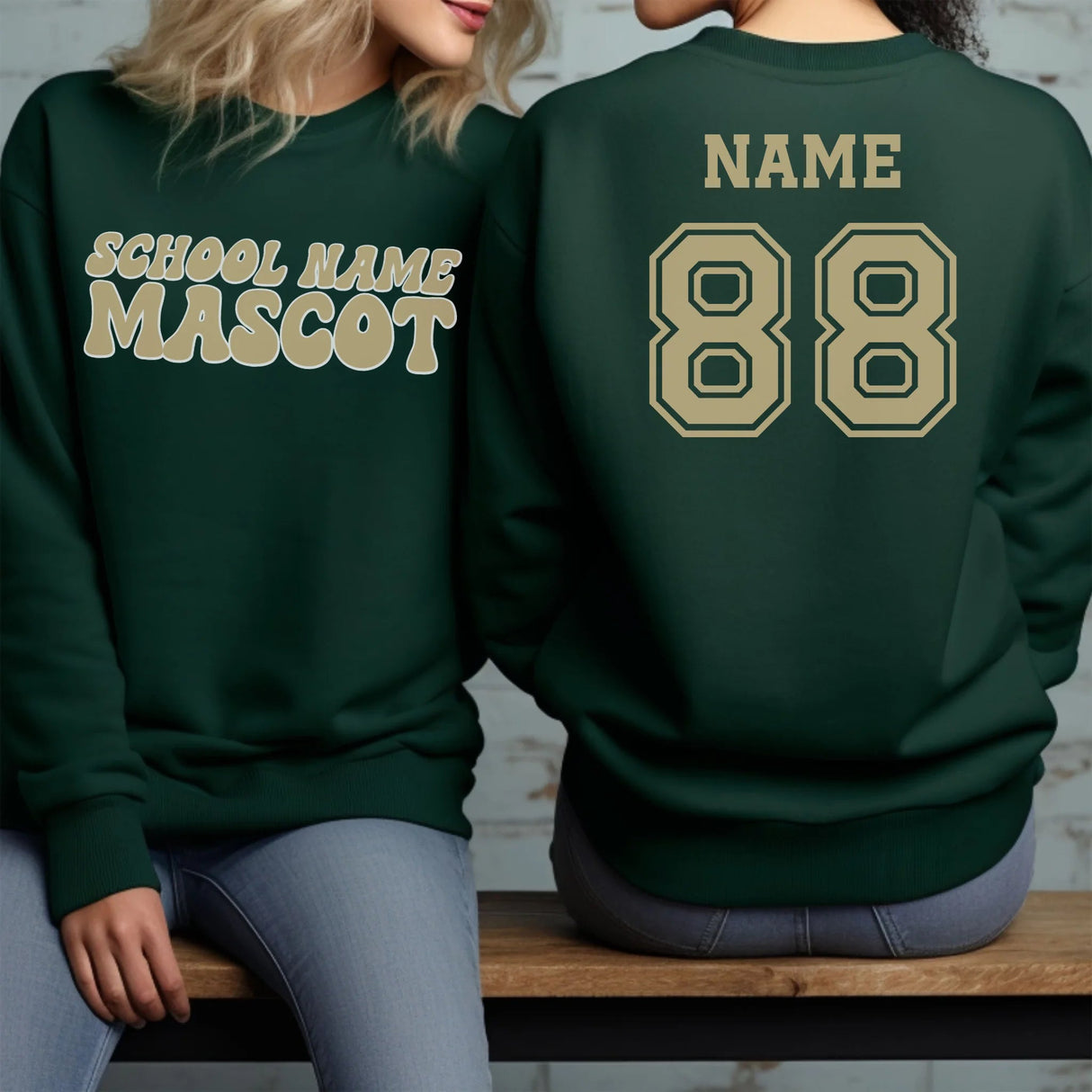 Custom School Spirit on a Sweatshirt With School and Mascot Name With Retro Design on a Sweatshirt