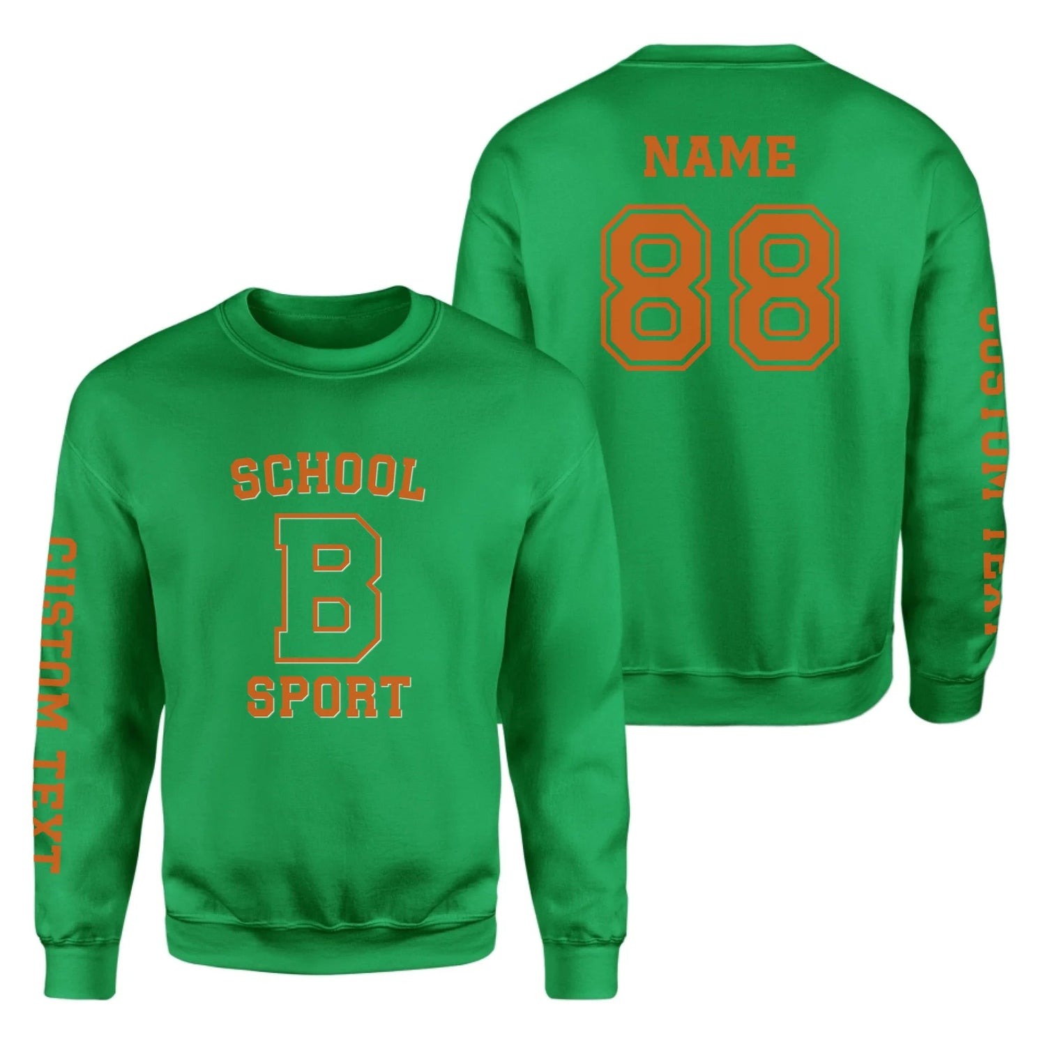 Custom School Spirit on a Sweatshirt With School, Initial & Sport Name With Collegiate Letter Design on a Sweatshirt
