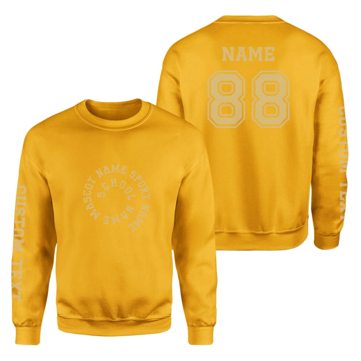 Custom School Spirit on a Sweatshirt With Spiral Text Design on a Sweatshirt