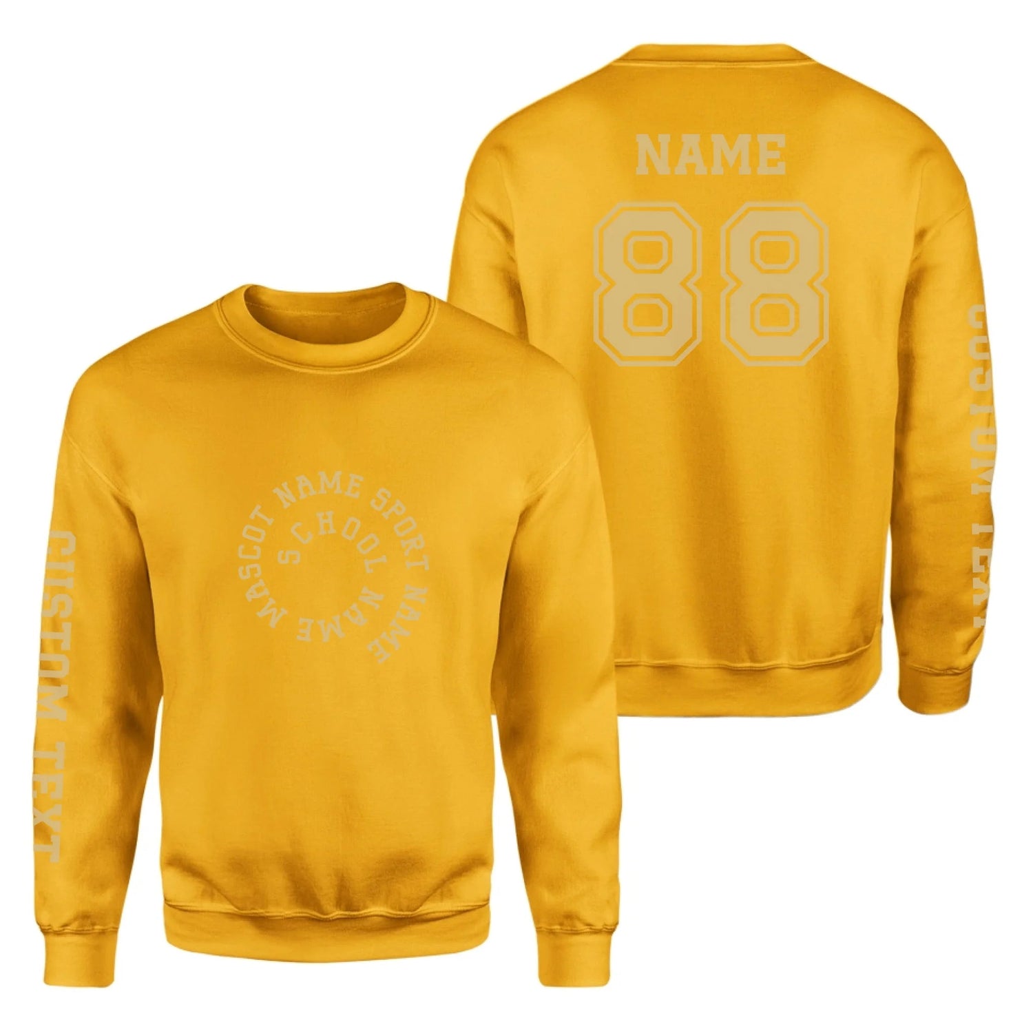 Custom School Spirit on a Sweatshirt With Spiral Text Design on a Sweatshirt