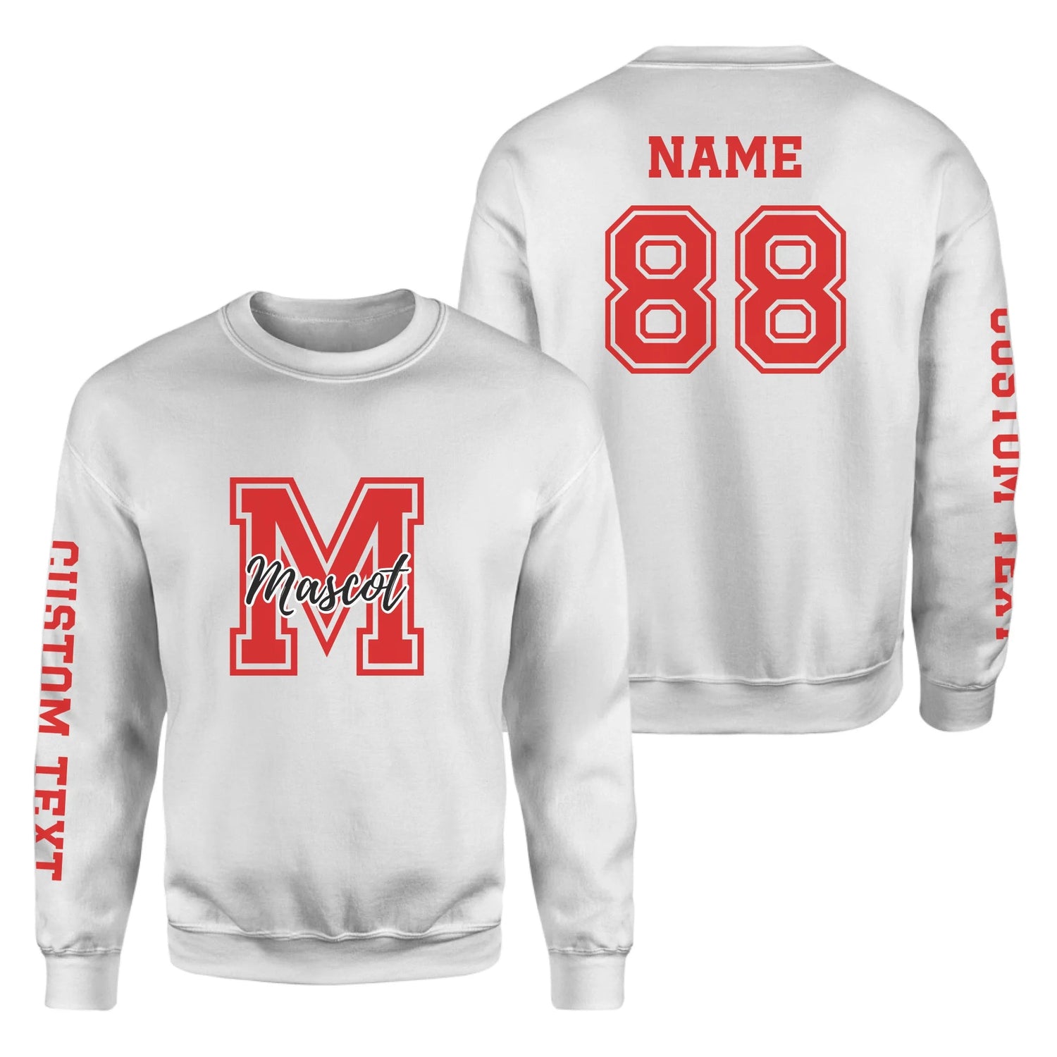 Custom School Mascot on a Sweatshirt With Large Initial and Mascot Name on a Sweatshirt