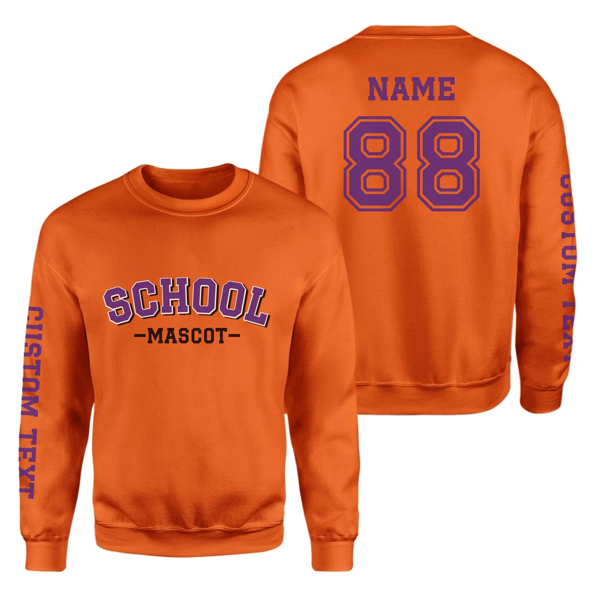 Custom School Spirit on a Sweatshirt With School and Mascot Name With Classic Arch Design on a Sweatshirt