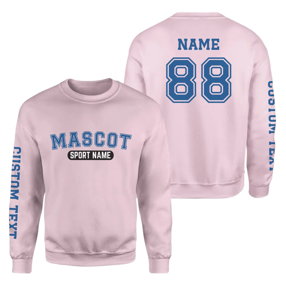 Custom School Spirit on a Sweatshirt With Mascot and Sport With Classic Design on a Sweatshirt