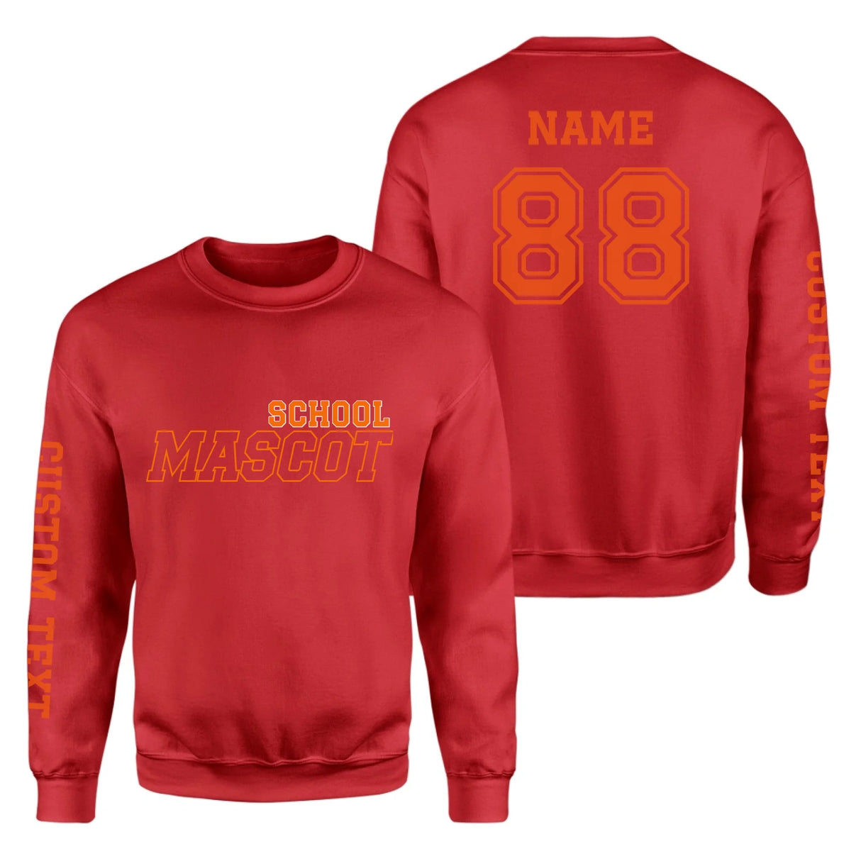Custom School Spirit on a Sweatshirt With School and Mascot with Outline Design on a Sweatshirt