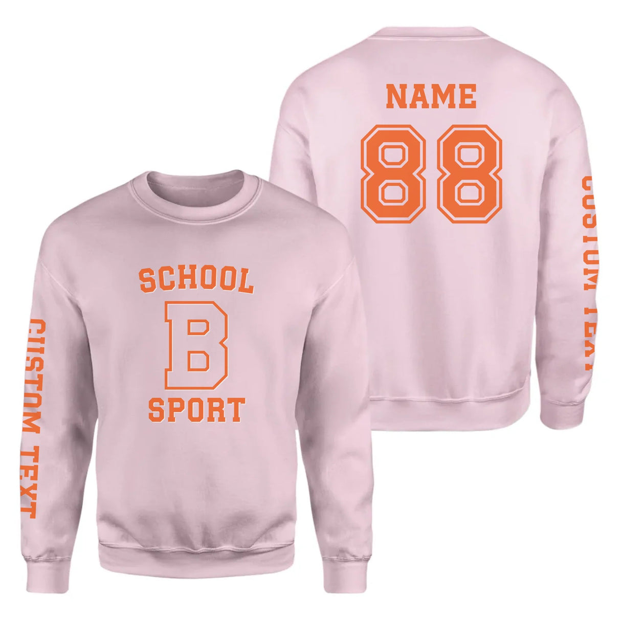 Custom School Spirit on a Sweatshirt With School, Initial & Sport Name With Collegiate Letter Design on a Sweatshirt