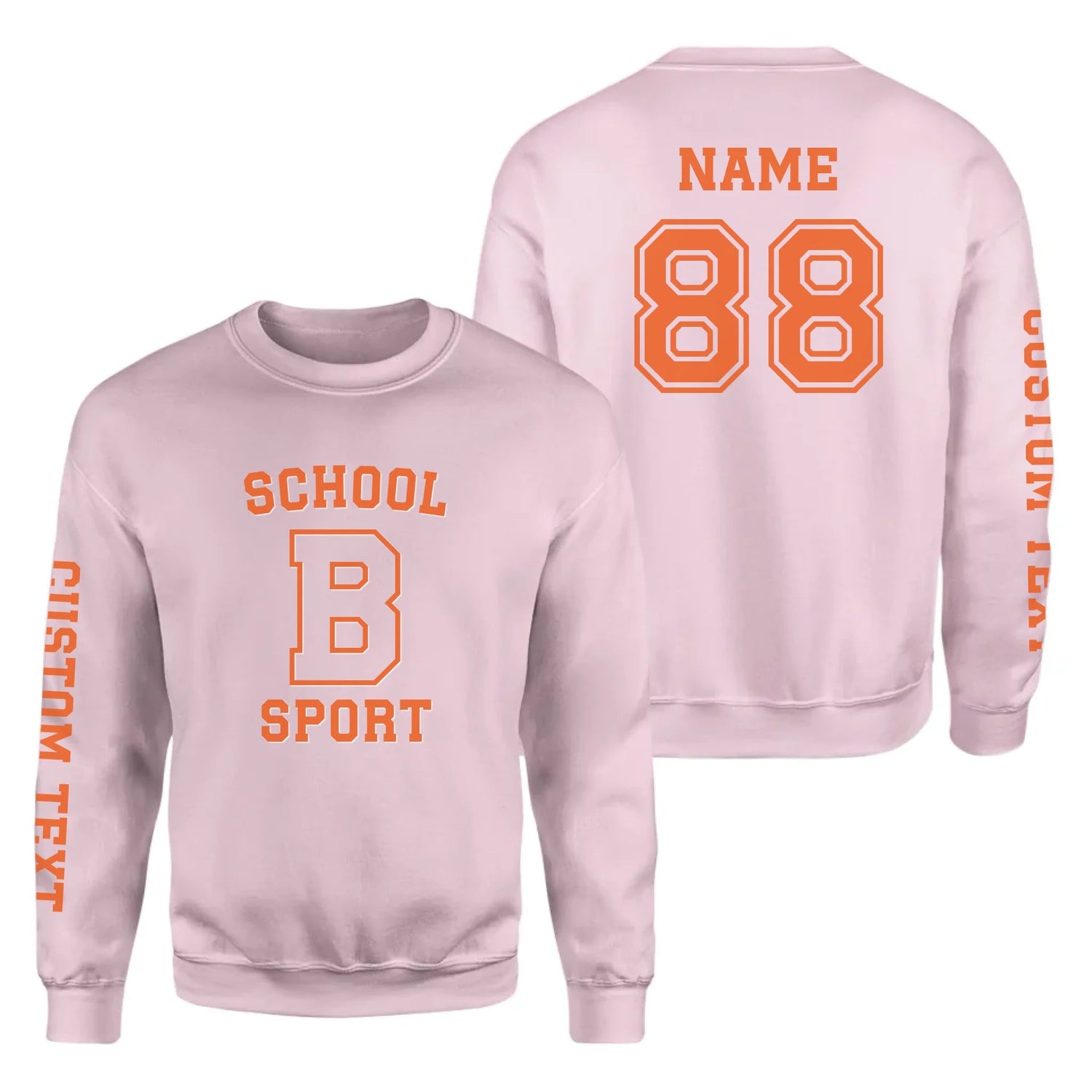 Custom School Spirit on a Sweatshirt With School, Initial & Sport Name With Collegiate Letter Design on a Sweatshirt