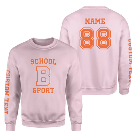 Custom School Spirit on a Sweatshirt With School, Initial & Sport Name With Collegiate Letter Design on a Sweatshirt