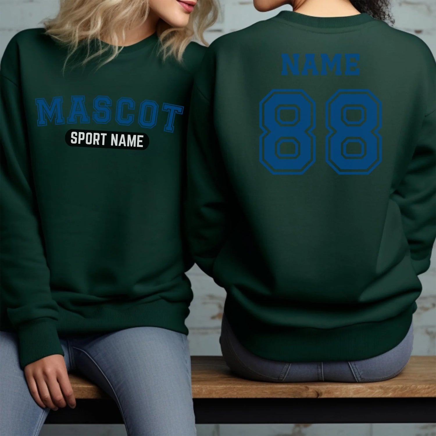 Custom School Spirit on a Sweatshirt With Mascot and Sport With Classic Design on a Sweatshirt