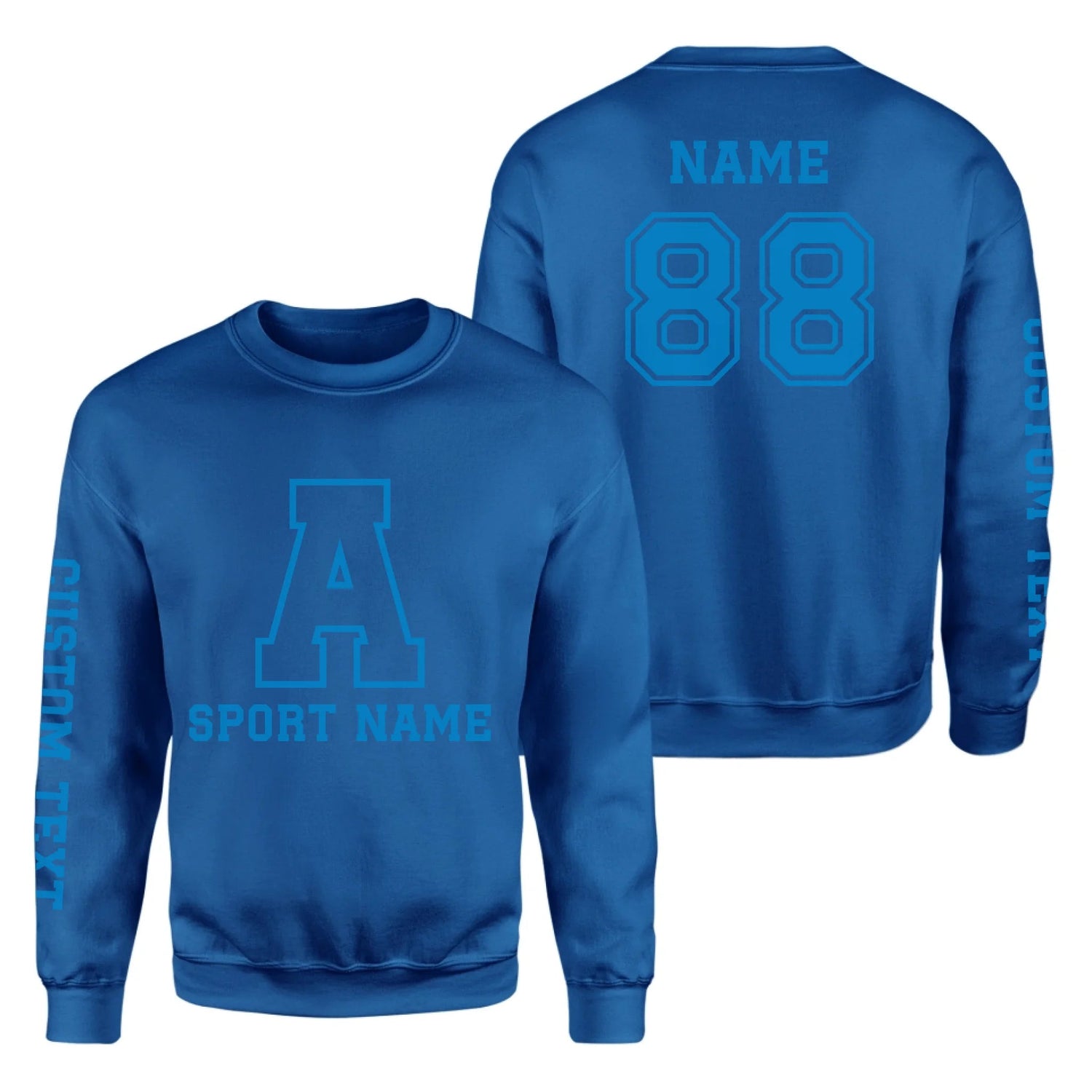 Custom School Spirit on a Sweatshirt With Initial & Sport With Classic Letter Block Design on a Sweatshirt