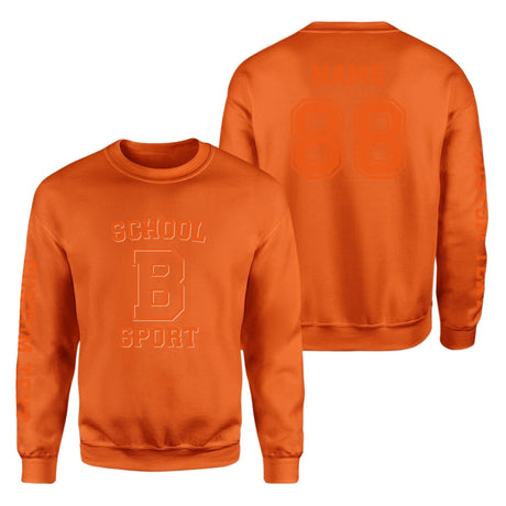 Custom School Spirit on a Sweatshirt With School, Initial & Sport Name With Collegiate Letter Design on a Sweatshirt