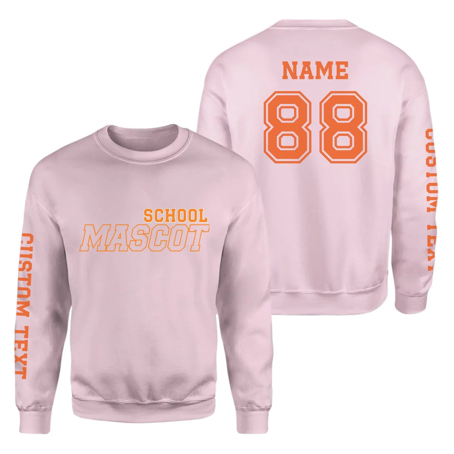 Custom School Spirit on a Sweatshirt With School and Mascot with Outline Design on a Sweatshirt