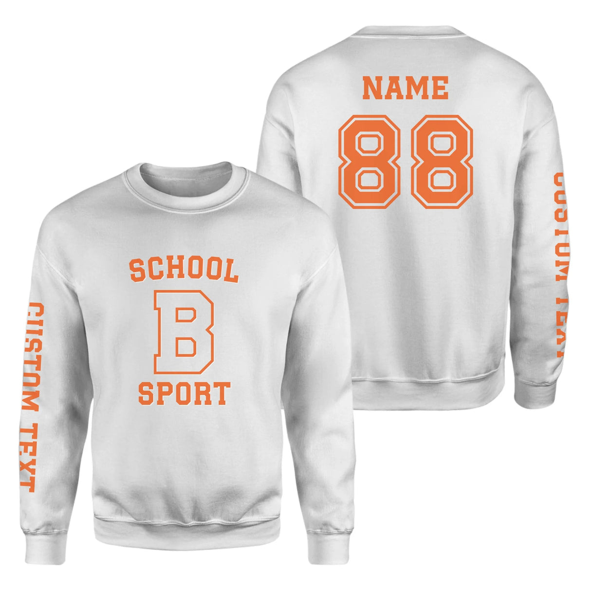 Custom School Spirit on a Sweatshirt With School, Initial & Sport Name With Collegiate Letter Design on a Sweatshirt