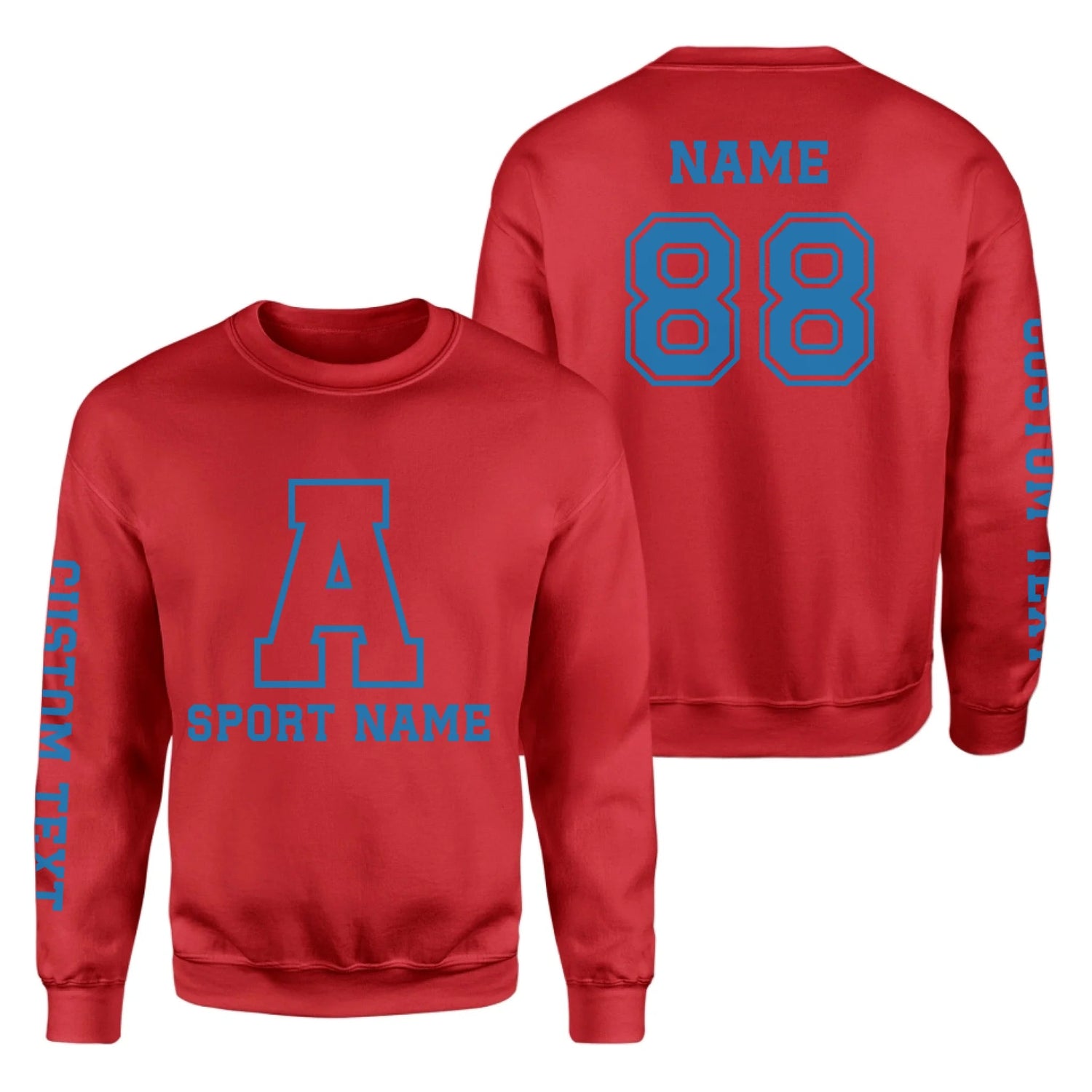 Custom School Spirit on a Sweatshirt With Initial & Sport With Classic Letter Block Design on a Sweatshirt