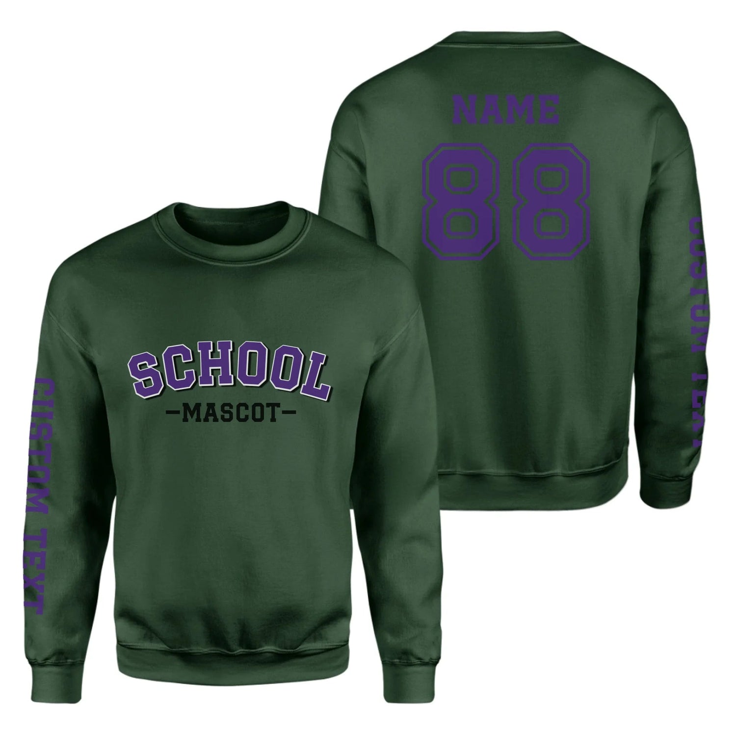 Custom School Spirit on a Sweatshirt With School and Mascot Name With Classic Arch Design on a Sweatshirt