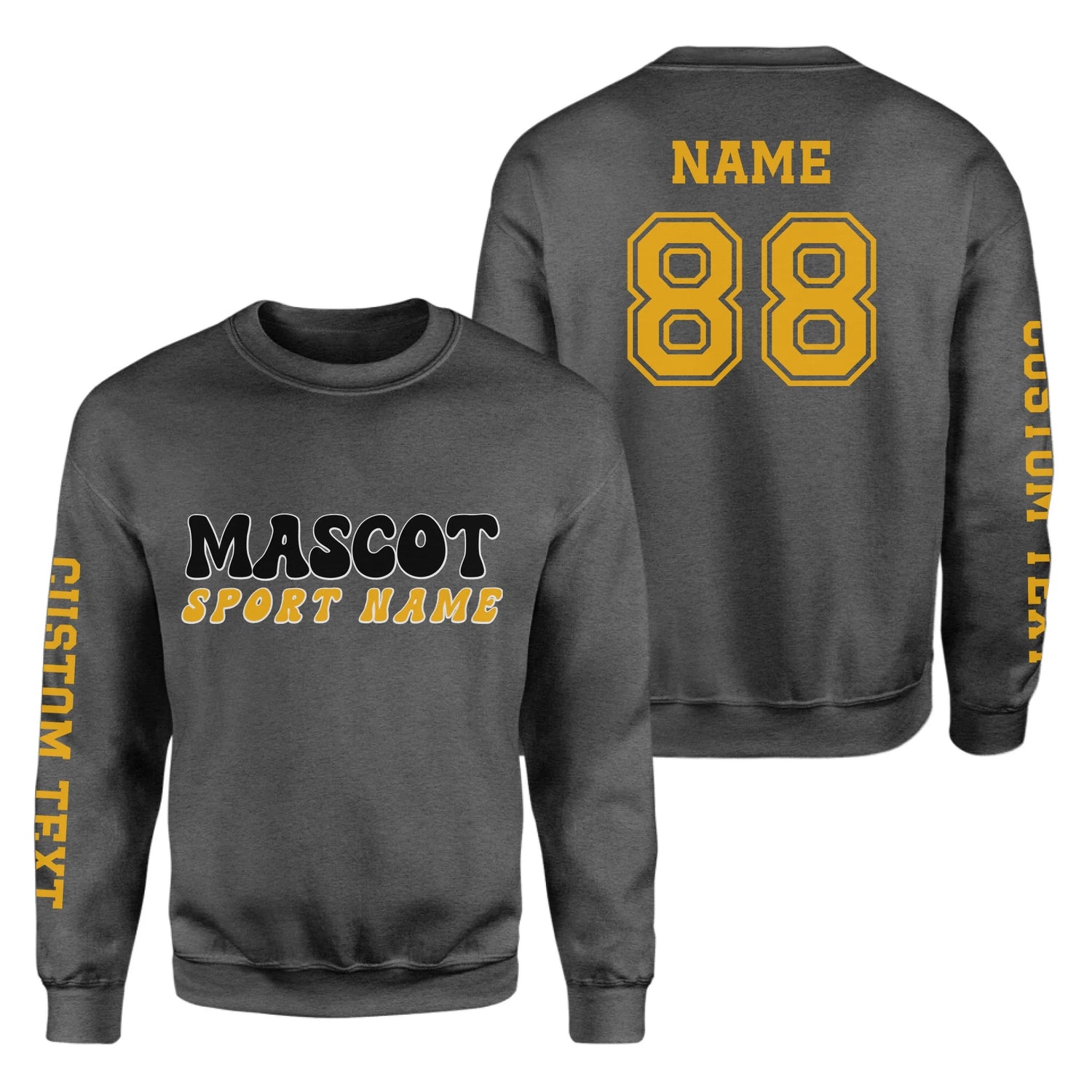 Custom School Spirit on a Sweatshirt With Mascot and Sport With Retro Design on a Sweatshirt