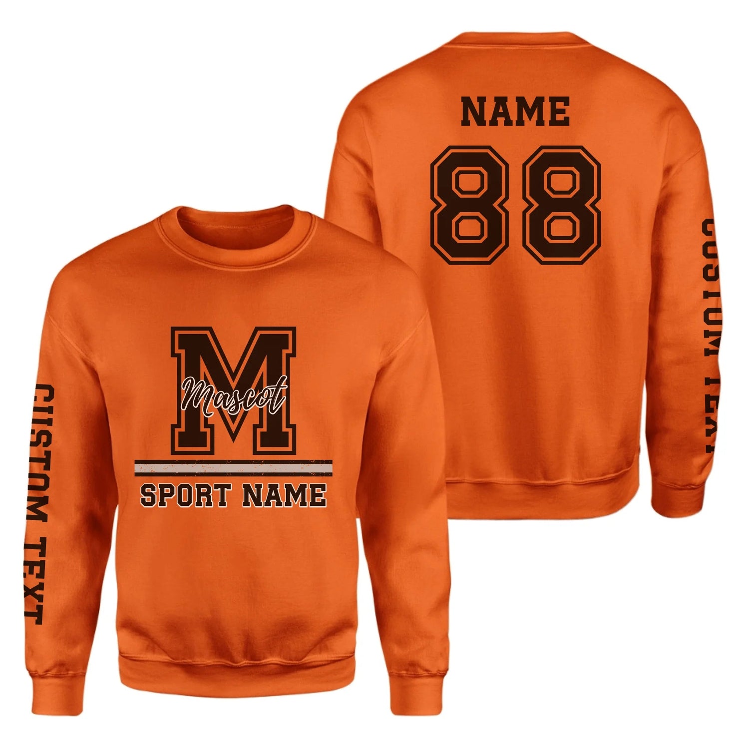 Custom School Mascot on a Sweatshirt With Large Initial, Mascot & Sport Name on a Sweatshirt