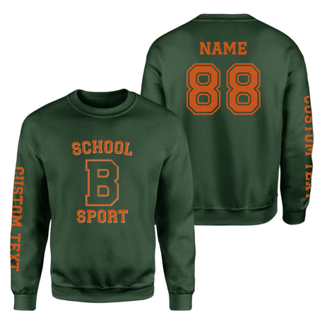 Custom School Spirit on a Sweatshirt With School, Initial & Sport Name With Collegiate Letter Design on a Sweatshirt