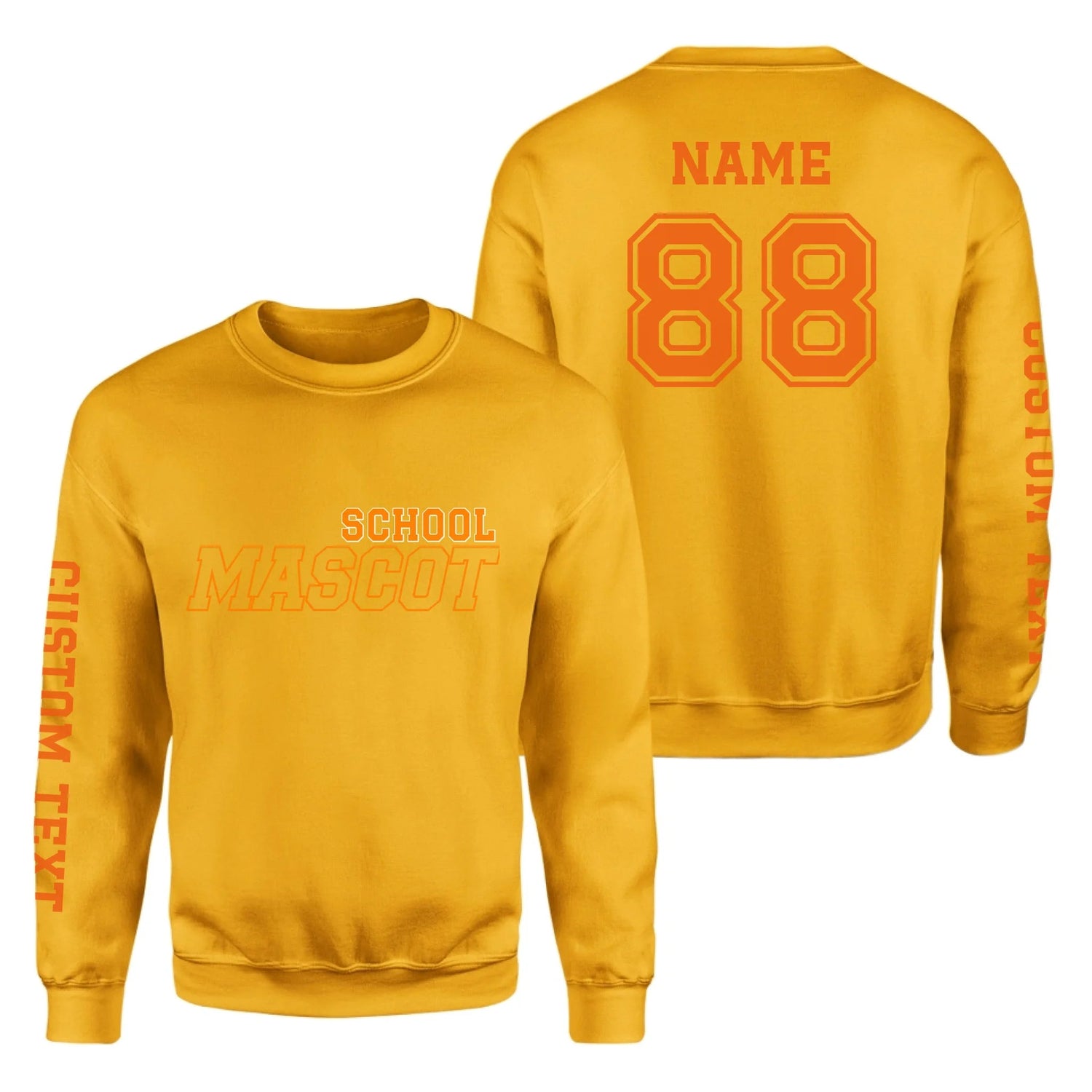 Custom School Spirit on a Sweatshirt With School and Mascot with Outline Design on a Sweatshirt