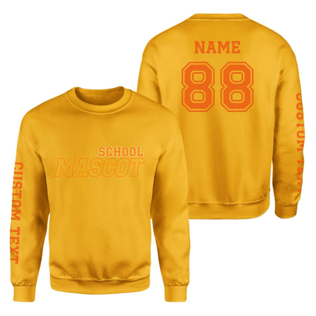Custom School Spirit on a Sweatshirt With School and Mascot with Outline Design on a Sweatshirt