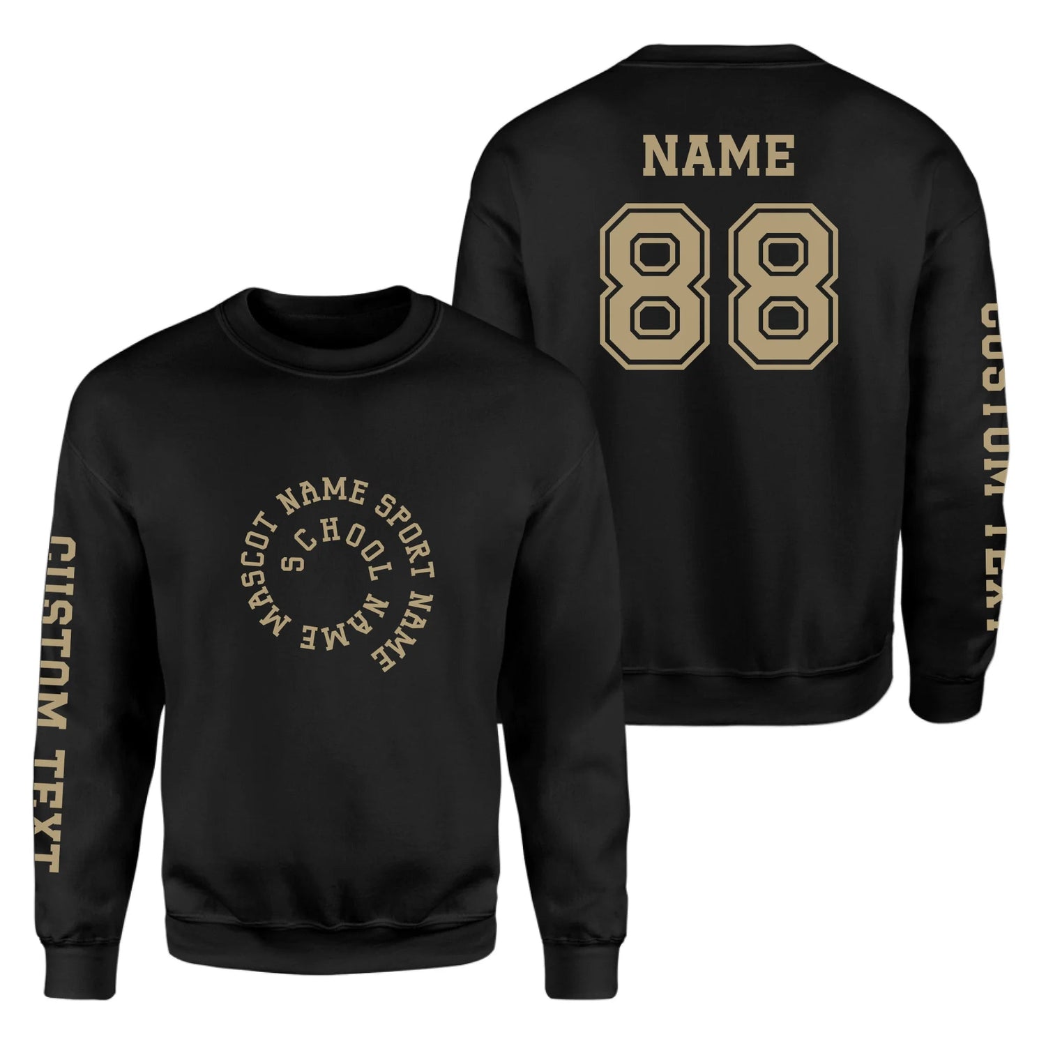 Custom School Spirit on a Sweatshirt With Spiral Text Design on a Sweatshirt