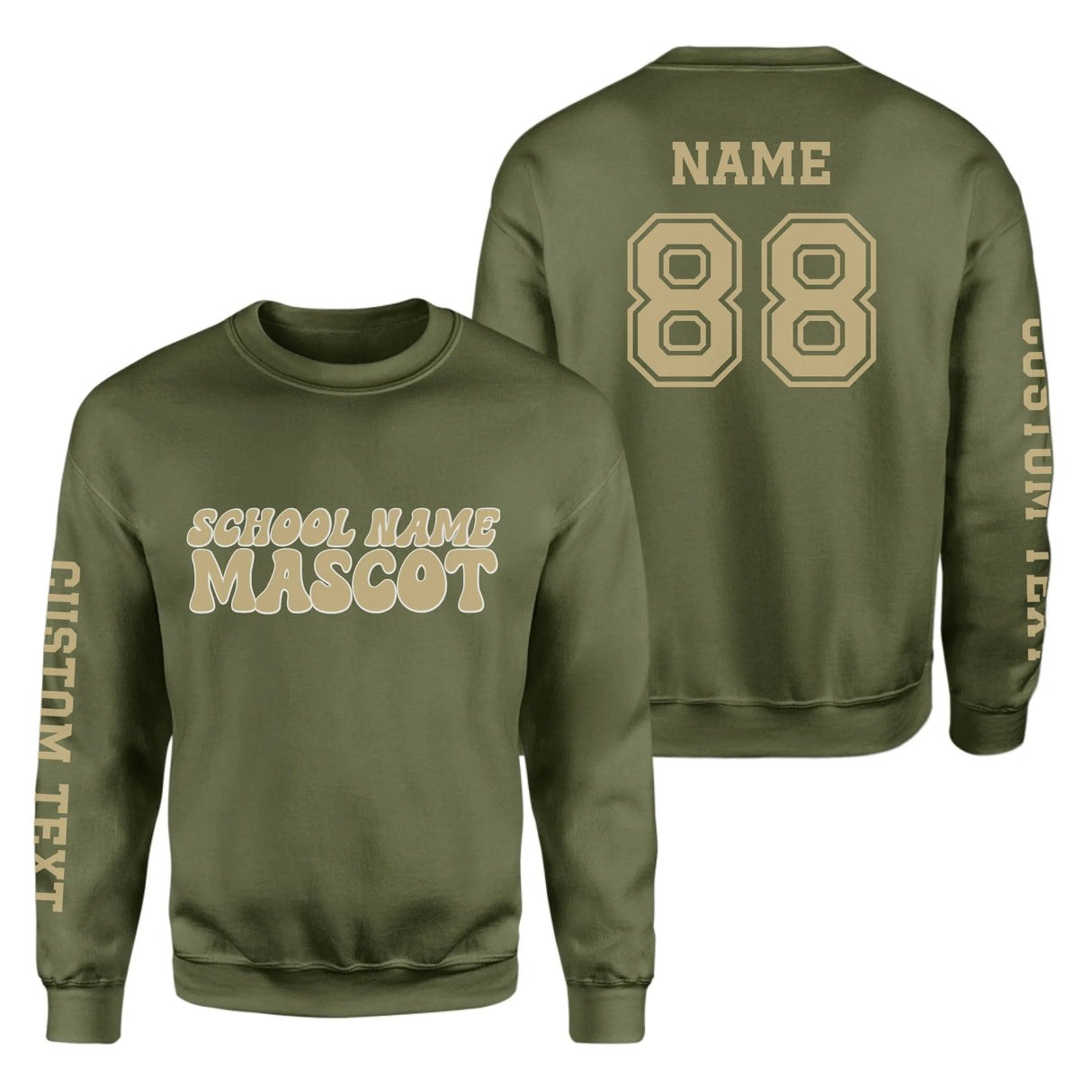 Custom School Spirit on a Sweatshirt With School and Mascot Name With Retro Design on a Sweatshirt