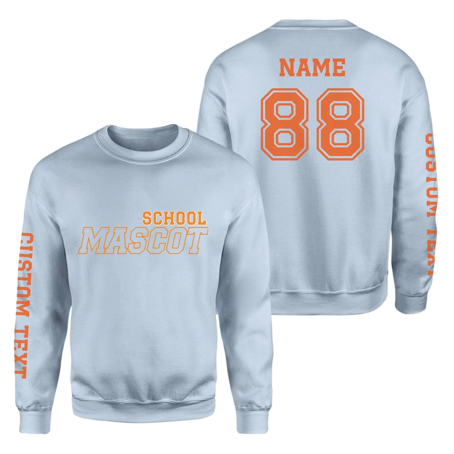Custom School Spirit on a Sweatshirt With School and Mascot with Outline Design on a Sweatshirt