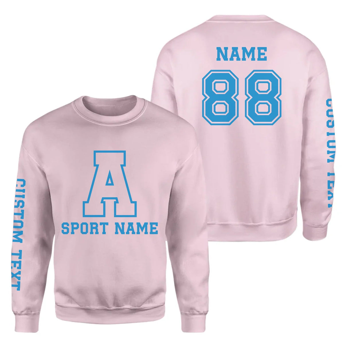 Custom School Spirit on a Sweatshirt With Initial & Sport With Classic Letter Block Design on a Sweatshirt