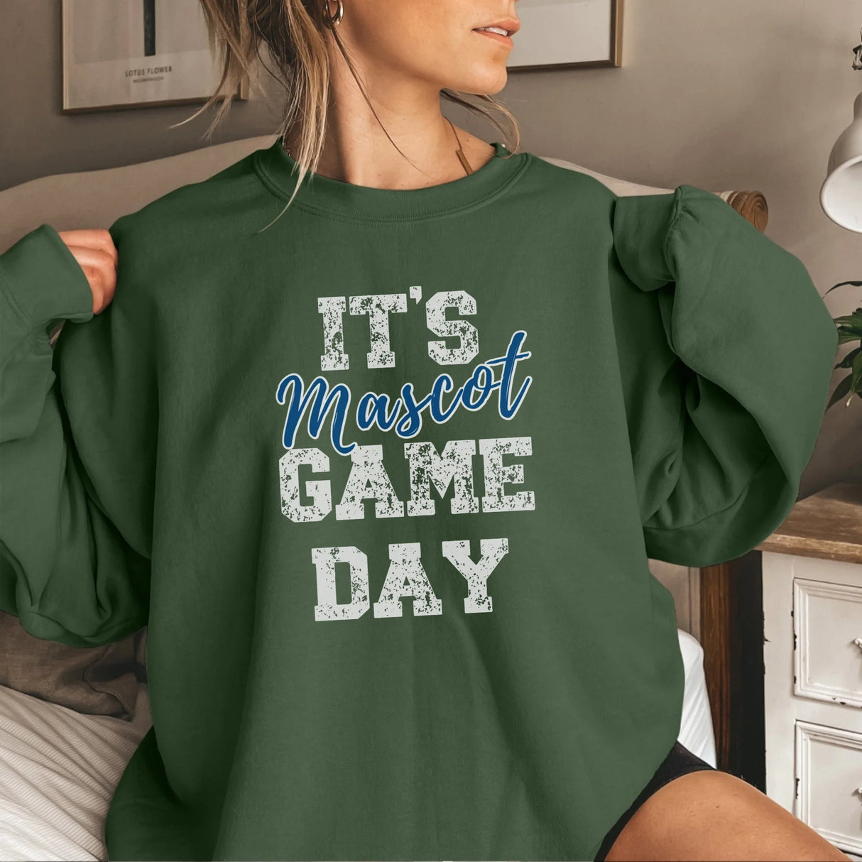 Custom It's Game Day on a Sweatshirt With Mascot on a Sweatshirt