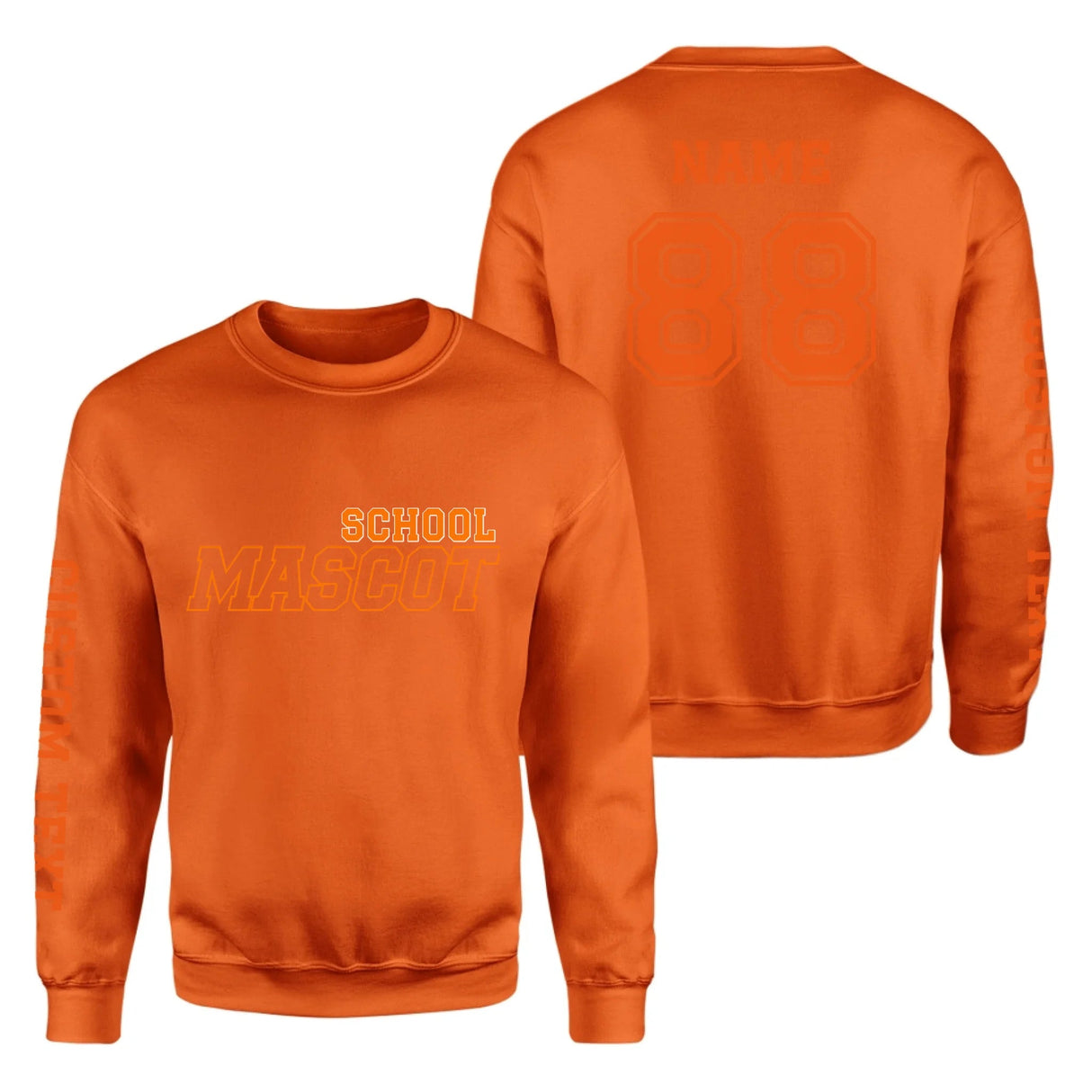 Custom School Spirit on a Sweatshirt With School and Mascot with Outline Design on a Sweatshirt