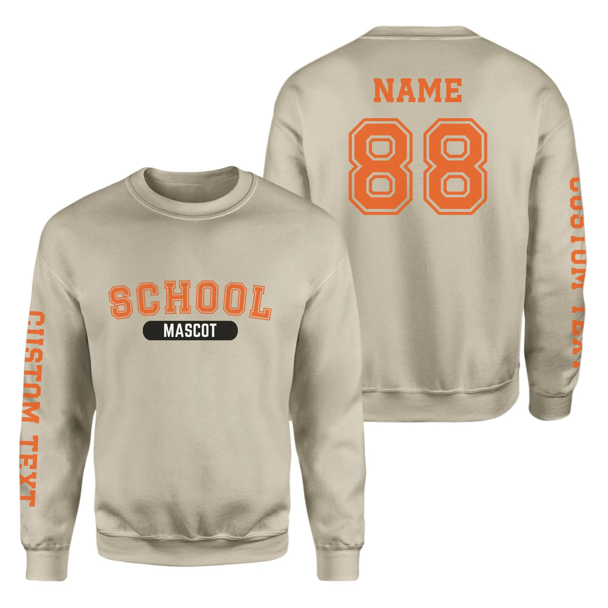 Custom School Spirit on a Sweatshirt With School and Mascot With Classic Design on a Sweatshirt