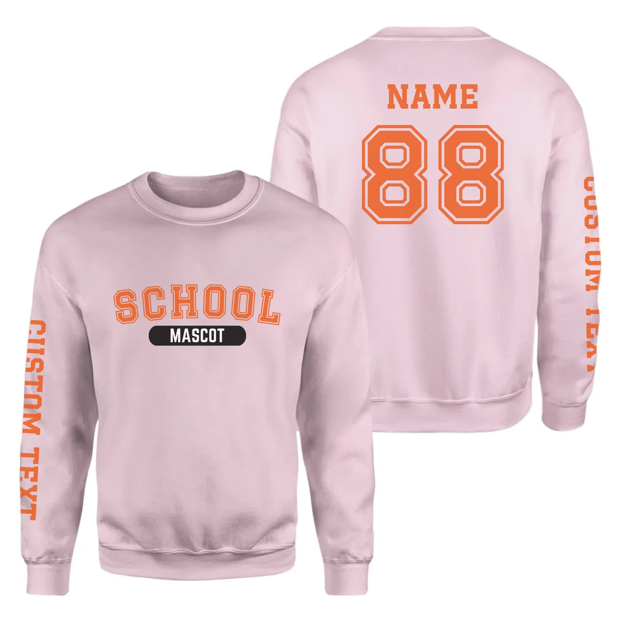 Custom School Spirit on a Sweatshirt With School and Mascot With Classic Design on a Sweatshirt