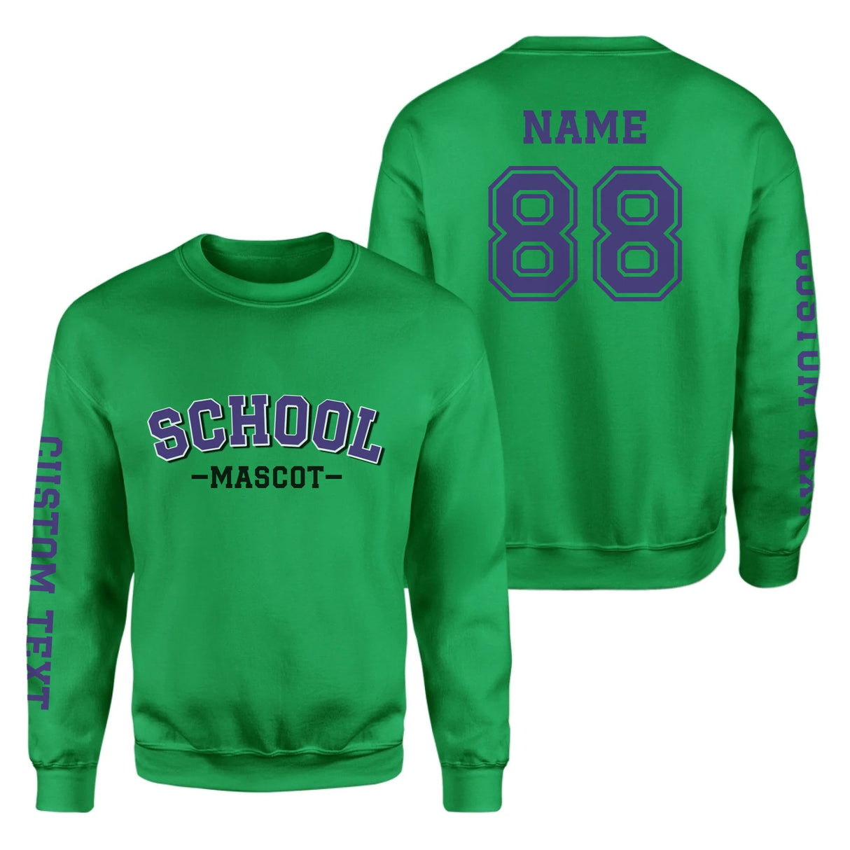 Custom School Spirit on a Sweatshirt With School and Mascot Name With Classic Arch Design on a Sweatshirt