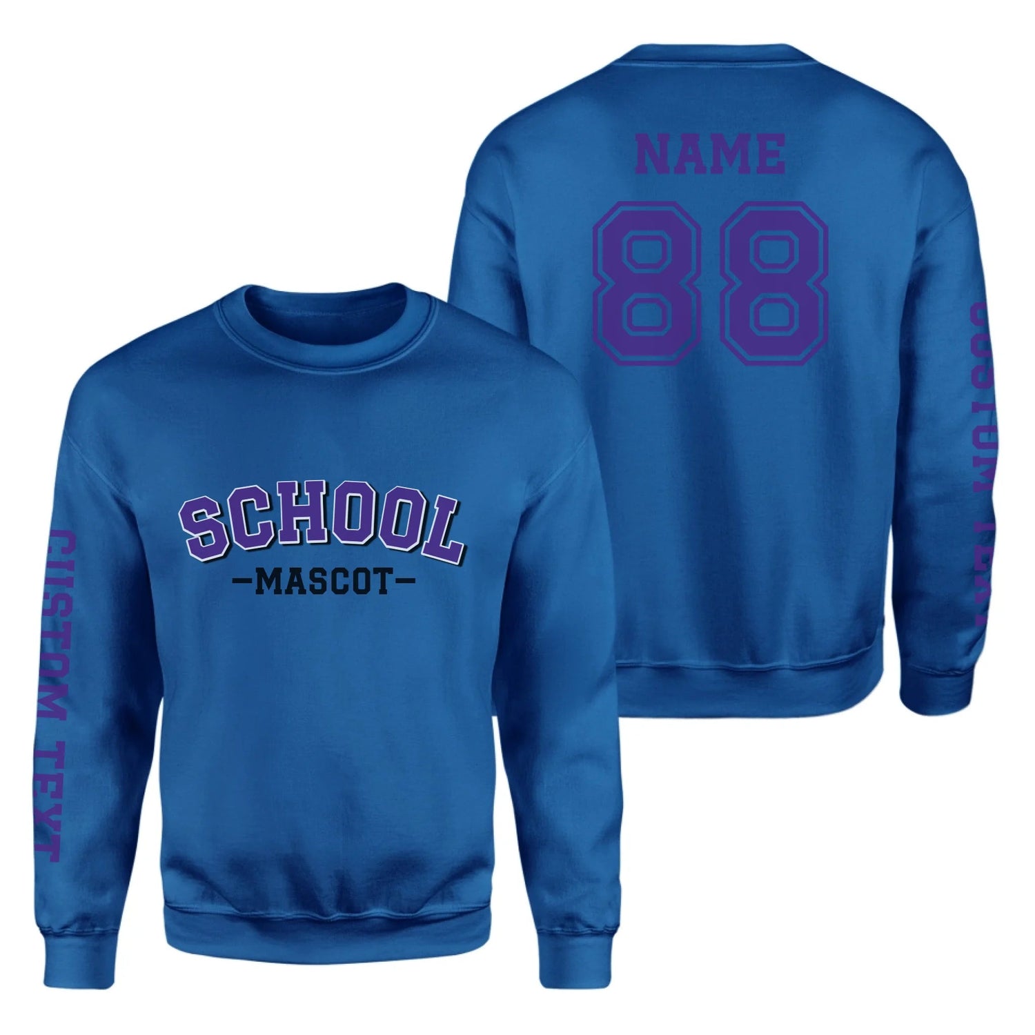 Custom School Spirit on a Sweatshirt With School and Mascot Name With Classic Arch Design on a Sweatshirt